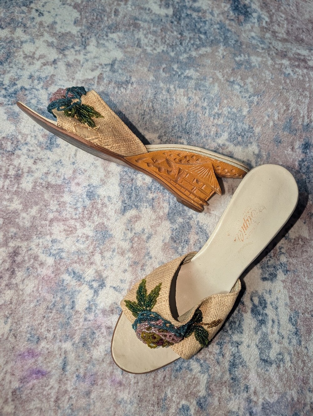 Vintage Philippines Carved Wooden Heels
